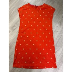 Boden Orange Gold Dot Print Cap Sleeve Tunic Dress UK 14 US 10